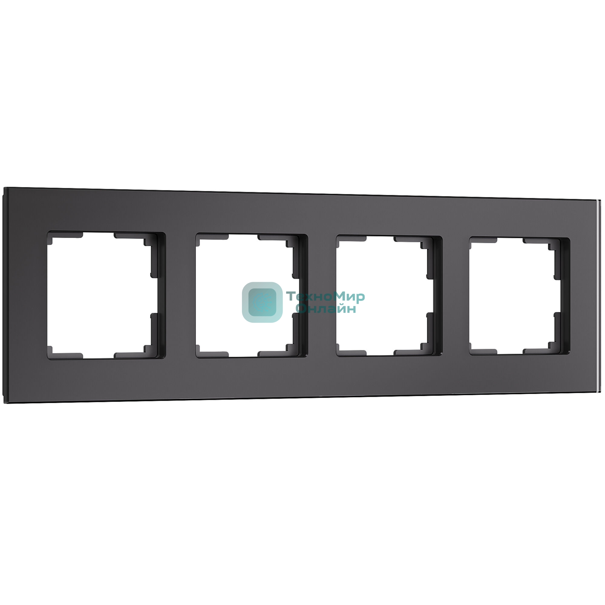 Рамка на 4 поста Senso (черный, стекло soft-touch) W0043108