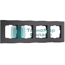 Рамка на 4 поста Senso (черный, стекло soft-touch) W0043108