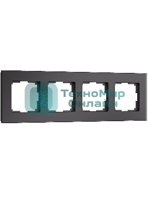Рамка на 4 поста Senso (черный, стекло soft-touch) W0043108