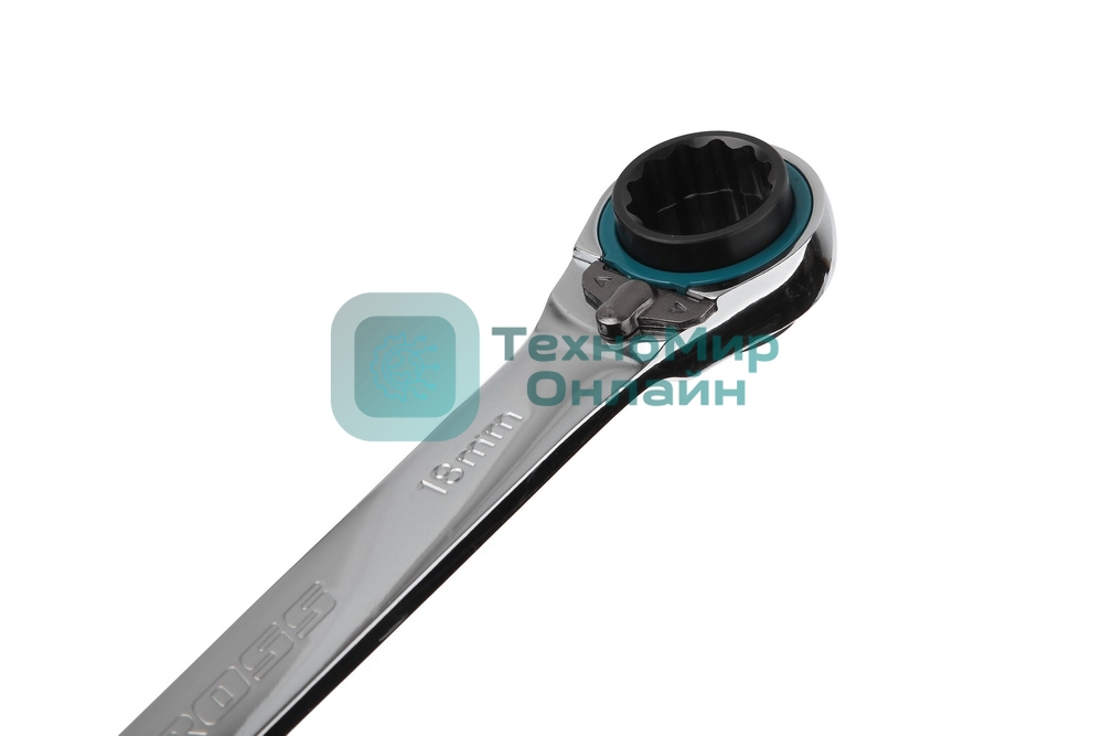 Набор ключей накидных Gross 14893 с трещоткой, 8 - 19 мм, 2 шт., многоразмерные, реверсивные, CrV