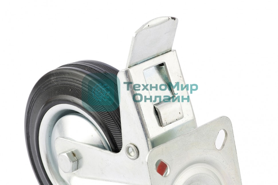 Колесо поворотное Сибртех с тормозом, диаметр 200 мм, крепление платформенное