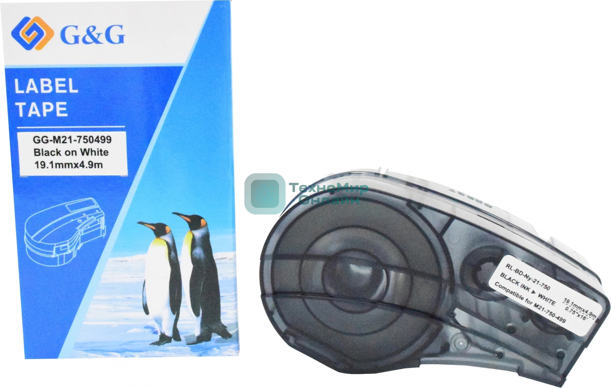 Картридж ленточный G&G GG-M21-750499 черный на белом 19.1x4.9 для Brady BMP21-PLUS, BMP21-LAB