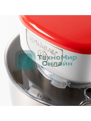 Миксер стационарный Endever Sigma-25, 1000 Вт., планетарный, многофункциональный, стальная чаша 3,5 л., регулировка скорости, белый/красный