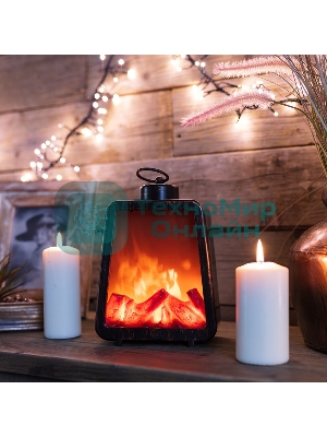 Светодиодный камин Neon-night Лофт с эффектом живого огня 17х10х24,5 см, 3хС (не в комплекте) и USB (в комплекте)