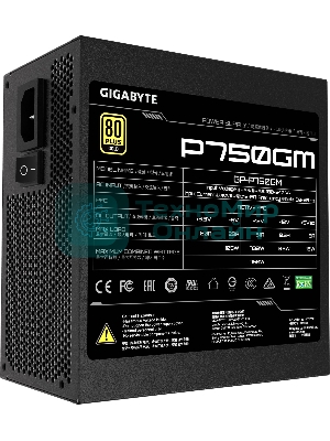 Блок питания Gigabyte P750GM (GP-P750GM), 750Вт, 80 PLUS Gold, 120мм, модульный, черный