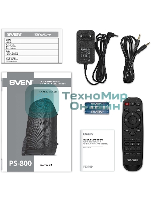 Колонка портативная SVEN PS-800 черный 100W 2.0 BT 10м 4400mAh