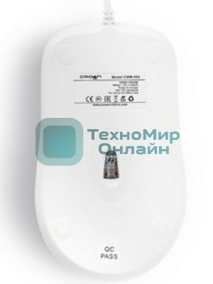 Мышь проводная Crown CMM-502 белый, 1000 dpi, USB, кнопки - 3