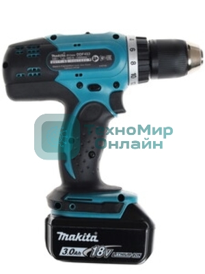 Дрель-шуруповерт Makita DDF453RFE, 18 В, 3 Ач, 42 Нм, щеточный