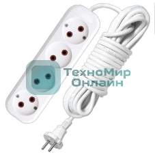 Удлинитель 4х3 м без заземл. 6А IP20 У6-766М ПВС 2х0.75 UNIVersal 766М-03