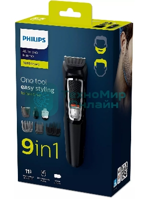 Триммер Philips MG3740/15 черный (насадок в компл:9шт)
