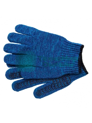 Перчатки трикотажные Сибртех усиленные, гелевое ПВХ-покрытие, 7 класс, синие