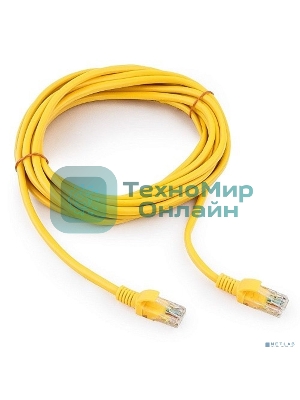 Патч-корд UTP Cablexpert cat.5e, 5м, литой, многожильный (желтый)