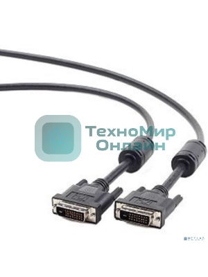 Кабель DVI-D dual link Gembird/Cablexpert, 25M/25M, 1.8м, черный, экран, феррит.кольца, пакет