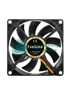 Вентилятор для корпуса ExeGate EX08015B3P черный, 80 мм, 2000 об/мин, 21 дБ, 3 pin