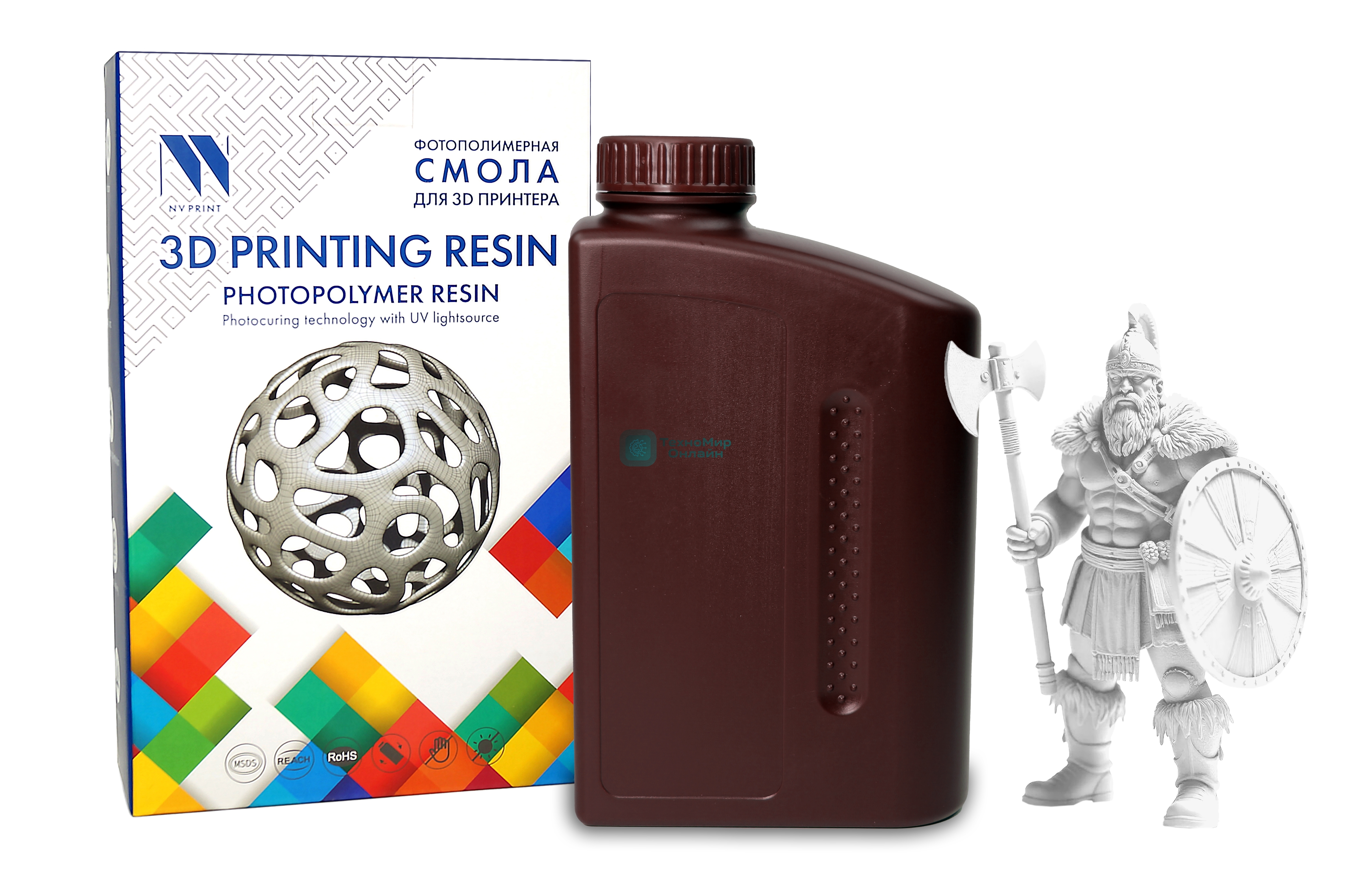 Фотополимерная смола NVPrint высокой детализации 14K Standard Resin White для 3D печати 1 кг (бут)