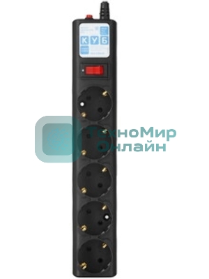 Сетевой фильтр PowerCube, PC 3м, 5р, черный граф. 10А, UPS(C14), SPG5-B3