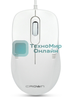 Мышь проводная Crown CMM-502 белый, 1000 dpi, USB, кнопки - 3