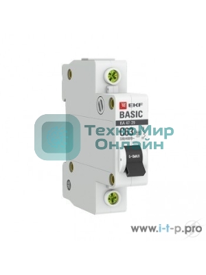 Выключатель автоматический модульный 1п C 16А 4.5кА ВА 47-29 Basic EKF mcb4729-1-16C