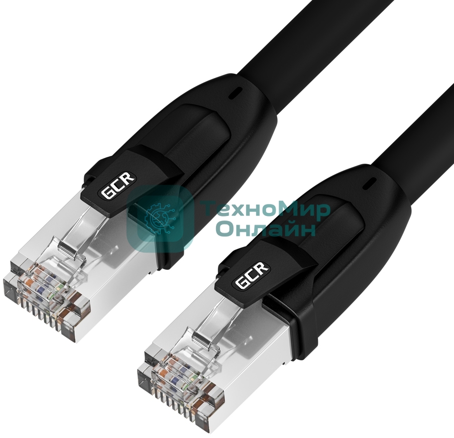 Патч-корд GCR PROF кат.8 ethernet 30.0m F/FTP, RJ45, CU, 26 AWG, литой, прямой, черный, экранированные коннекторы, GCR-52354
