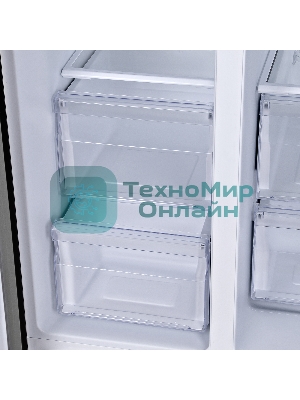 Холодильник Hyundai CS6503FV черное стекло двухкамерный 407/205л морозилка сбоку, No Frost, Side by Side