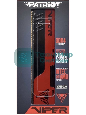 Оперативная память Patriot Viper Elite II, DDR4, 8GB (1x8 GB), 2666 MHz, CL16, DIMM, радиатор, красный