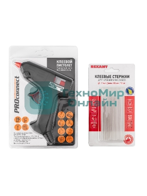 Набор ПК01 для творчества Rexant (пистолет 15 Вт, стержни 7 мм)