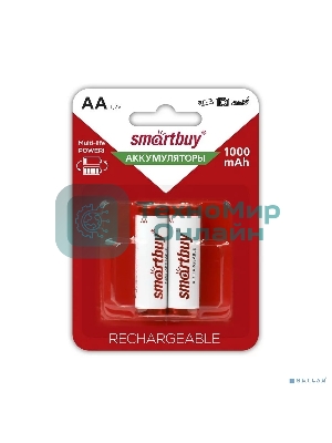 Аккумулятор Smartbuy AA/2BL 1000 mAh (24/240) (SBBR-2A02BL1000) (2шт. в уп-ке)