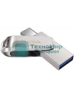 Флешка USB SanDisk Ultra Dual Luxe (SDDDC4-256G-G46), 256Gb, USB 3.2/USB Type-C, R/W 150/40, серебристый