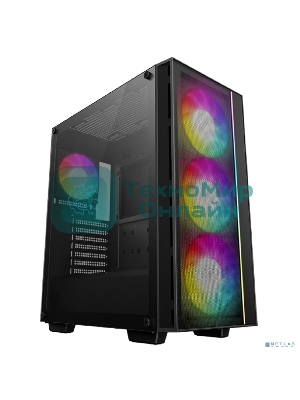 Компьютерный корпус Deepcool MATREXX 55 MESH V4 без БП, боковое окно (закаленное стекло), 3xARGB LED 140мм вентилятора спереди, 1xARGB LED 120мм вентилятор сзади, черный, ATX