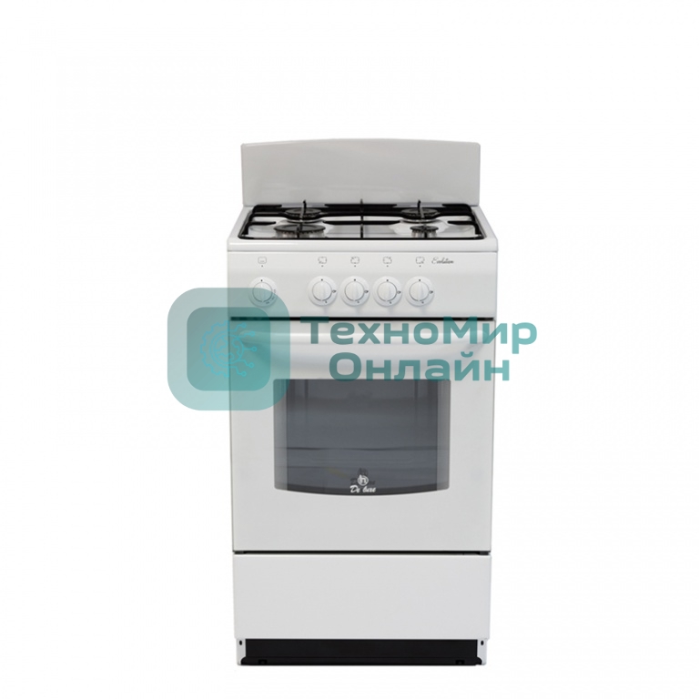 Плита газовая De Luxe 5040.38Г (Щ) белый, конфорок 4 шт, духовка 43 л, 50 см x 85 см x 50 см