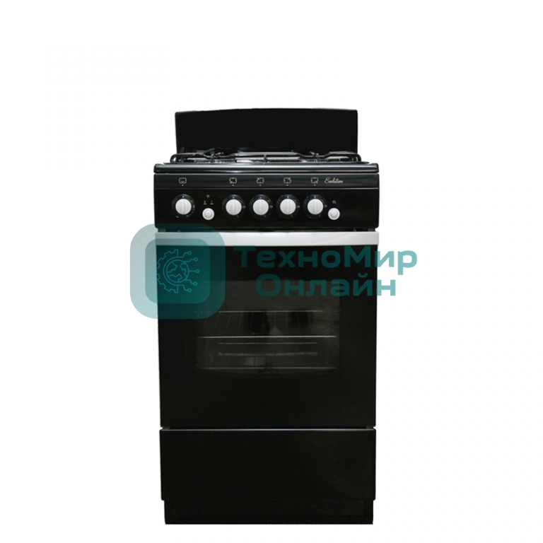 Плита газовая De Luxe 5040.36Г (КР) черный, конфорок 4 шт, духовка 43 л, 50 см x 85 см x 50 см