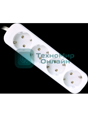 Удлинитель Defender E430 белый 3.0 м, 4 розетки 