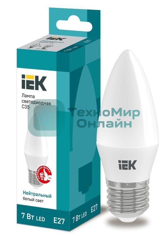 Лампа светодиодная IEK LLE-C35-7-230-40-E27 ECO C35 свеча 7Вт 230В 4000К E27