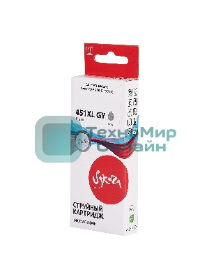 Картридж струйный Sakura 6476B001 (451XL GY) для Canon, серый, 10,2 мл., 350 к.