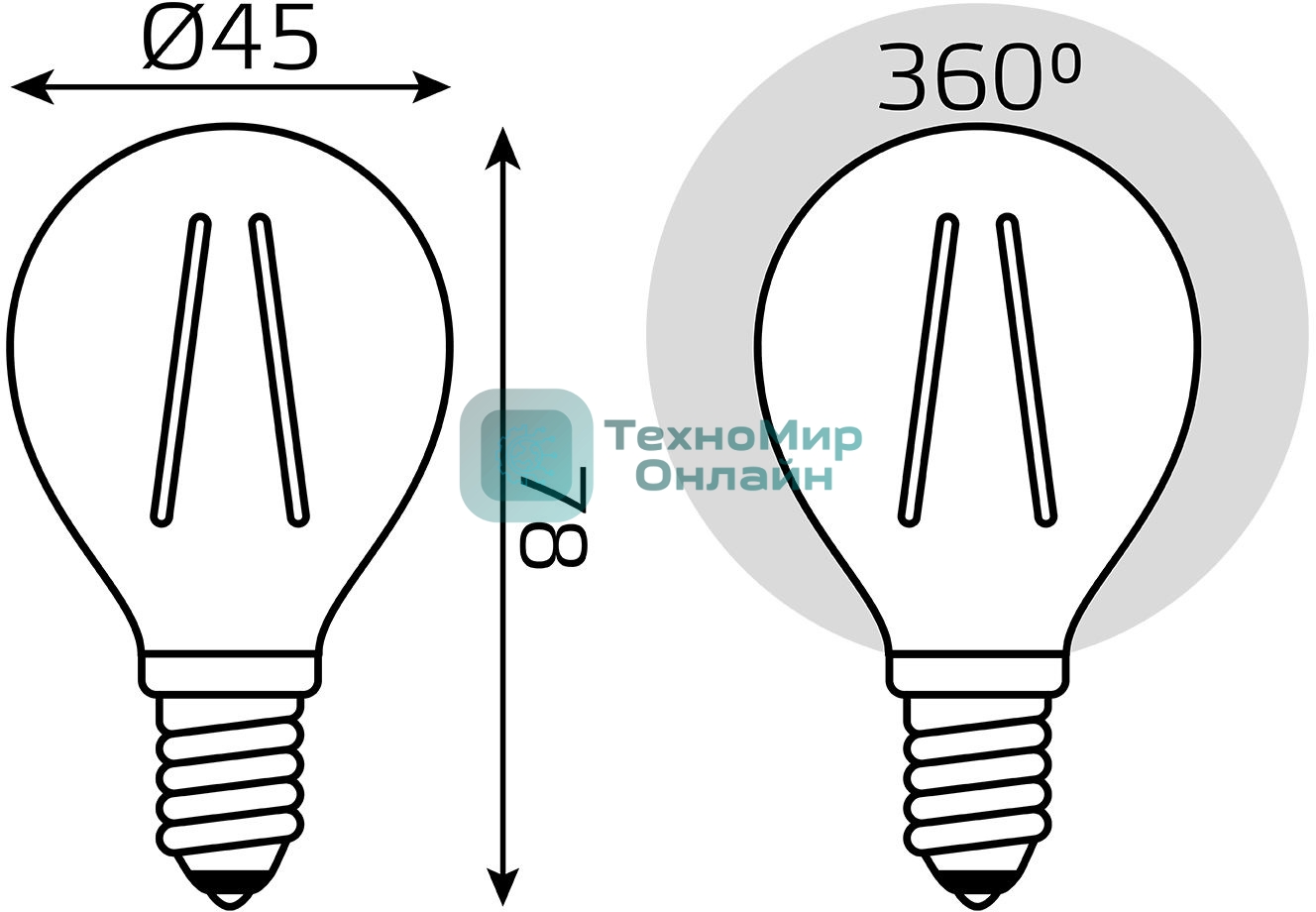 Лампа светодиодная Filament Шар E14 5Вт 4100К Gauss 105801205