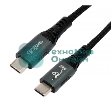 Кабель USB2.0 Cablexpert ССP-USB2.0-240W-1M Type-C/Type-C, 5А, 240Вт, PD3.1/QC4.0, медь, алюминиевые коннекторы, оплетка, 1м, черный, пакет