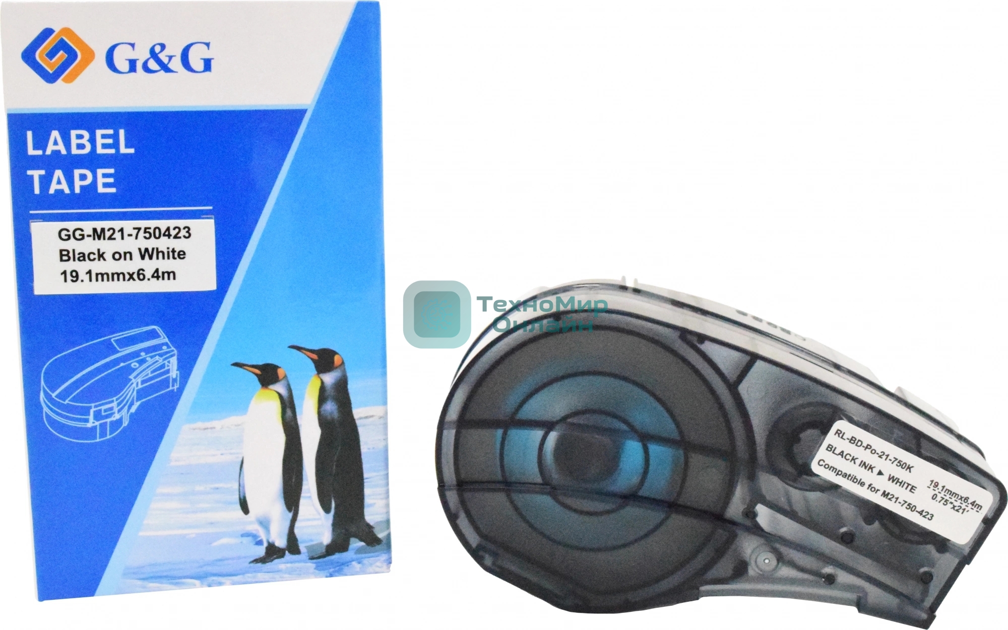 Картридж ленточный G&G GG-M21-750423 черный на белом 19.1x6.4 для Brady BMP21-PLUS, BMP21-LAB