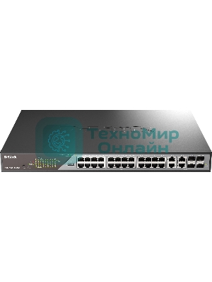 Коммутатор сетевой Smart L2 Surveillance Switch 24х1000Base-T PoE (8 PoE ports 802.3bt 90W), 4xCombo 1000Base-T PoE/SFP, PoE Budget 518W, Long-range PoE up to 250m