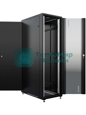 Шкаф серверный NTSS Премиум (NTSS-R42U80100GS-BL) напольный 42U 800x1000мм пер.дв.стекл металл 900кг черный 910мм 160кг 1987мм IP20 сталь