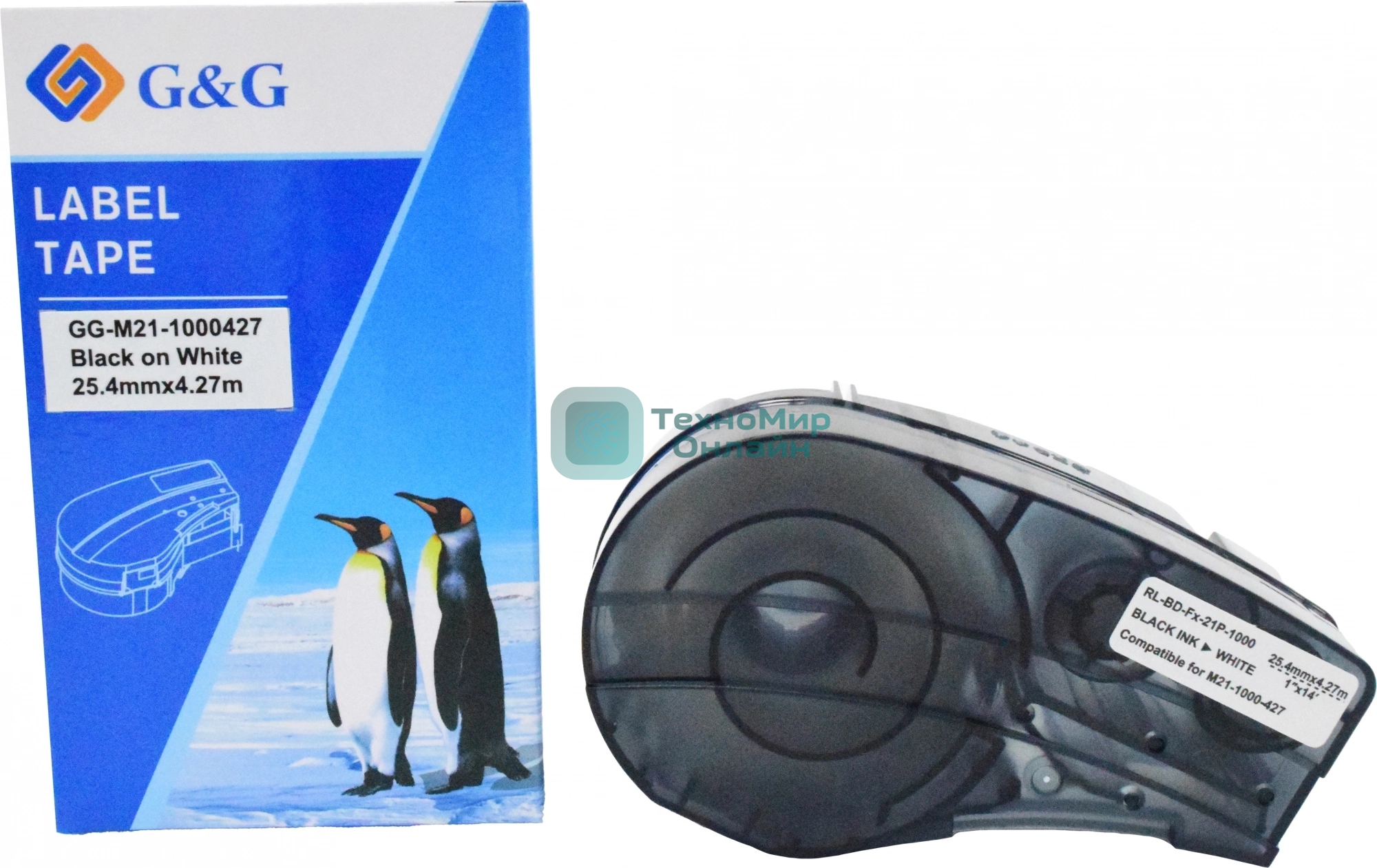 Картридж ленточный G&G GG-M21-1000427 черный на белом 25.4x4.27 для Brady BMP21-PLUS, BMP21, BMP21-LAB