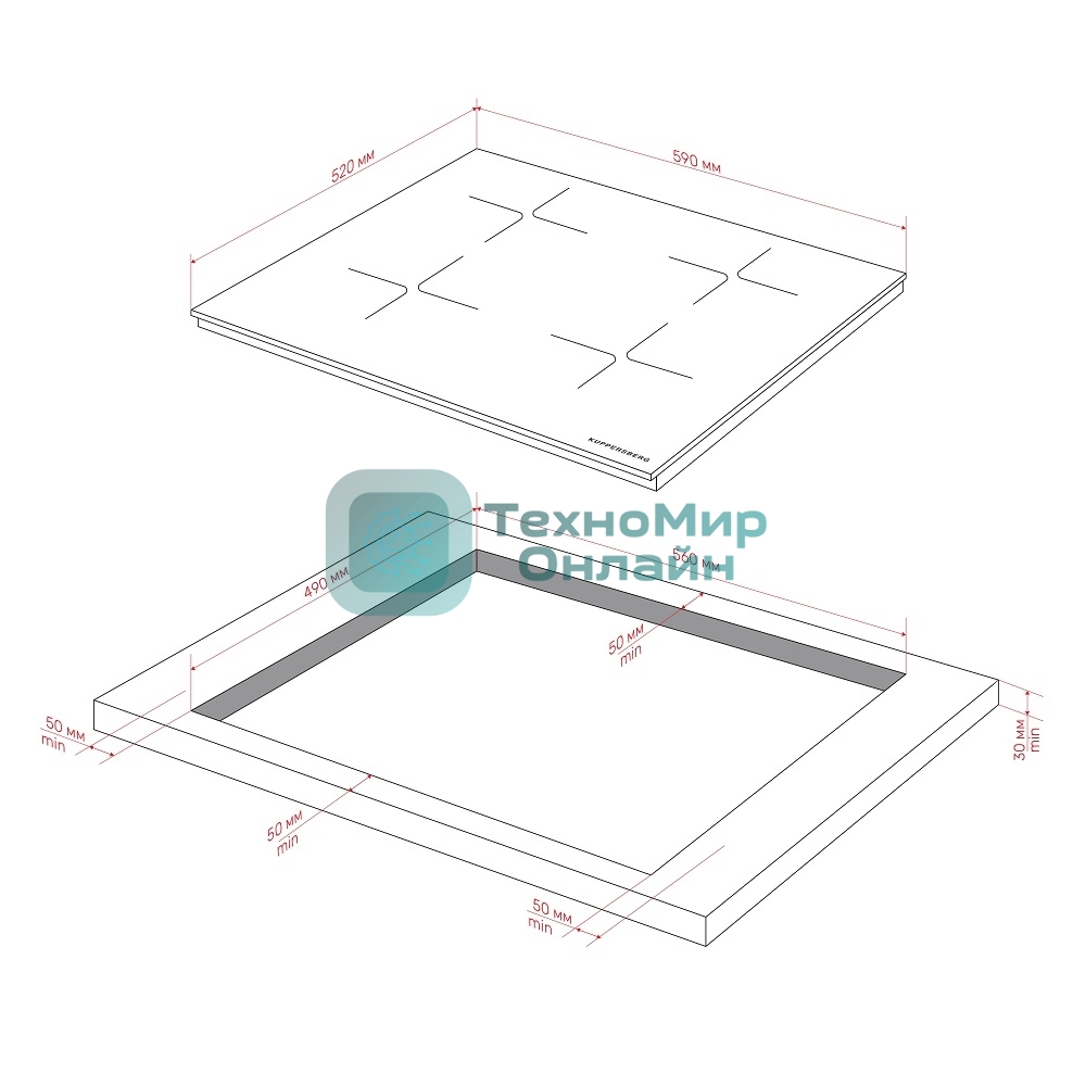 Индукционная варочная панель Kuppersberg ICI 608 High-Tech, индукция, 9 уровней мощности, inverter, таймер, пауза, Booster, автоматическое отключение, сенсорное управление/Magnet Pad, 3 авто программы, индикация остаточного тепла, черный