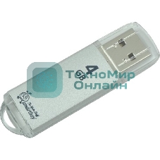 Флешка USB Smartbuy V-Cut series (SB4GbVC-S), 4Gb, USB 2.0, R/W 25/15, серебристый