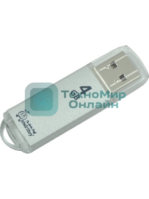 Флешка USB Smartbuy V-Cut series (SB4GbVC-S), 4Gb, USB 2.0, R/W 25/15, серебристый