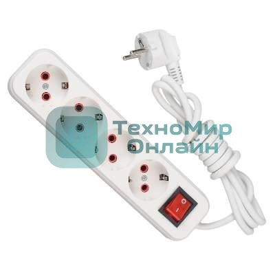 Удлинитель LEZARD 720-0403-402с/з 4 входа 3 м с выключателем серии LILA