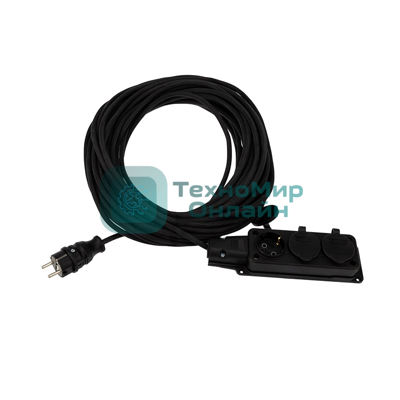 Удлинитель-шнур Rexant КГ 3х1.5, 20 м, 3 гнезда, морозостойкий, с/з, 16 А, 3500 Вт, IP44 (Сделано в России)