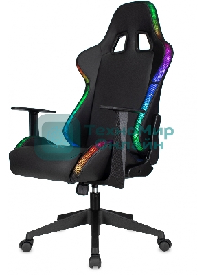 Кресло ZOMBIE GAME RGB черный, экокожа, 120 кг, подголовник, механизм качания