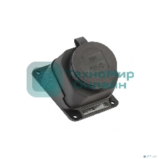 Розетка 1-м Омега РБу13-1-0м с защ. крышкой угловая настен. с заземл. IP44 черный каучук IEK PKR22-016-2-K02