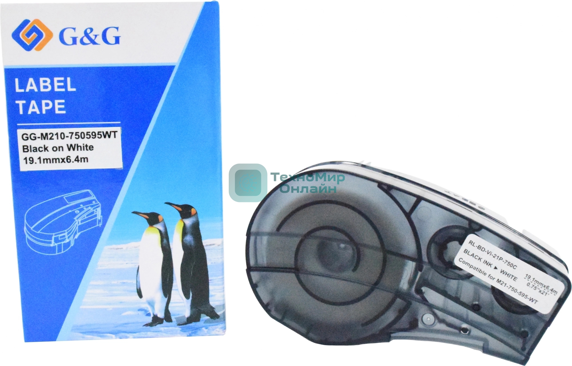 Картридж ленточный G&G GG-M210-750595WT черный на белом 19.1x6.4 для Brady M210/M211/M210-LAB