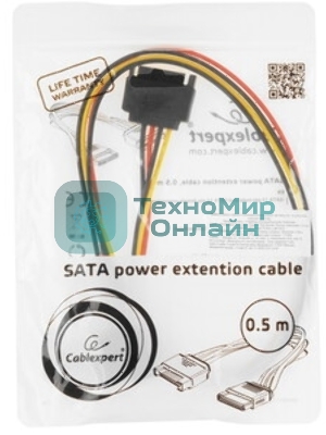 Удлинитель кабеля питания SATA Cablexpert CC-SATAMF-02, 15pin(M)/15pin(F), 50 см