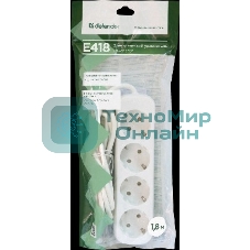 Удлинитель Defender E418 белый 1.8 м, 4 розетки 